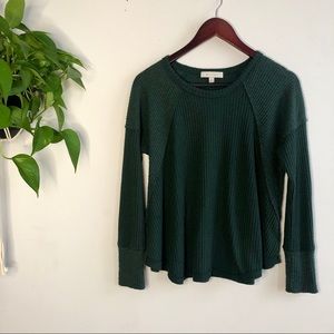 Anthropologie Eri + Ali Green Waffle Knit Thermal